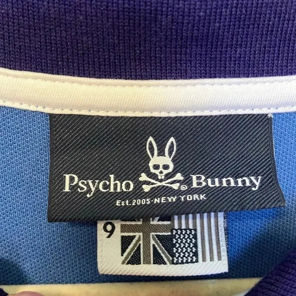 Psycho Bunny 100% pima cotton blue polo  size 9 - Picture 3 of 6